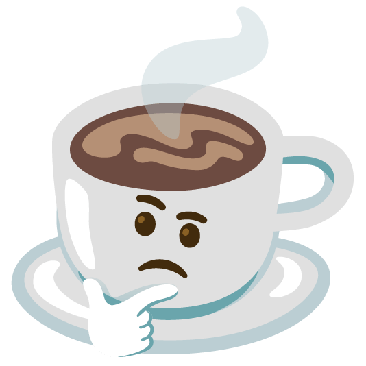 Thinking face coffee cup emoji